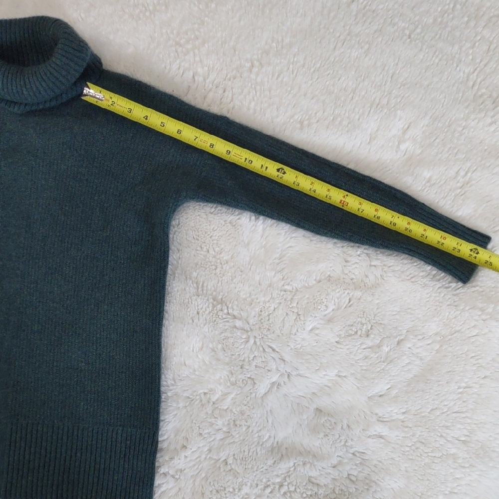 CYNTHIA ROWLEY 100 % CASHMERE Cozy Green Turtleneck Sweater - Picture 11 of 17